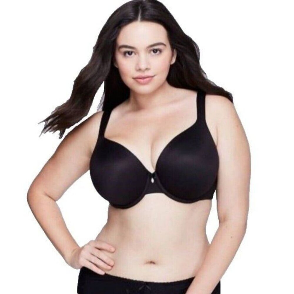Lane Bryant Cacique Bra Size 42D Intuition Full Coverage Lined Black T Shirt Bra